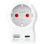 Reseadapter Europa till UK USB-A/USB-C 20W PD Jordad | Hauks.se