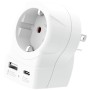 Reseadapter Europa till USA USB-A/USB-C 20W PD Jordad | Hauks.se