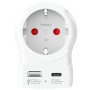 Reseadapter Europa till USA USB-A/USB-C 20W PD Jordad | Hauks.se