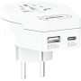 Reseadapter Världen till Europa USB-A/USB-C 20W Jordad | Hauks.se