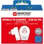 Reseadapter Världen till Europa USB-A/USB-C 20W Jordad | Hauks.se