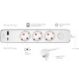 Grenuttag 3-vägs + USB-A/USB-C PD 20W med brytare 1,4m Vit