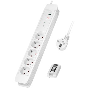 Grenuttag 5-vägs med fjärr 433 MHz Överspänningsskydd 1,5m Vit