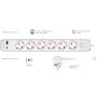 Grenuttag 6-vägs + USB-A/USB-C PD 20W med brytare 1,4m Vit