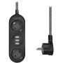 Grenuttag Jordat 2-vägs 3xUSB Flat plugg