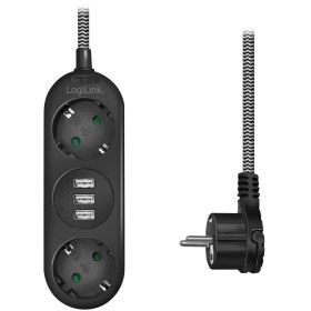 Grenuttag Jordat 2-vägs 3xUSB Flat plugg