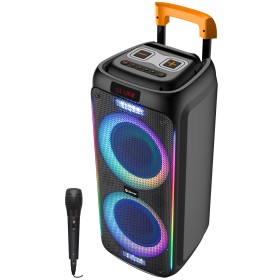 Högtalare Bluetooth 2X8" woofers 60W Batteri LED-ljus TSP-456 Svart