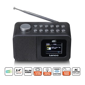 Lenco CR-625BK DAB+/FM-radioväckarklocka med färgdisplay, sleeptimer o