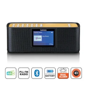 Lenco PDR-045BK DAB/FM med 2,4" färgdisplay Bluetooth® uppladdningsbar