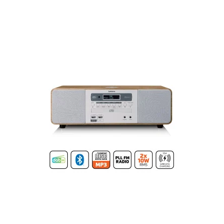 Lenco DAR-251WDWH Stereo DAB+/FM-radio, CD, 2 USB, Bluetooth®, QI och 