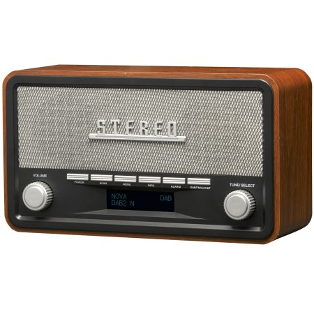 Radio FM DAB+ Klocka Bluetooth DAB-18 Trähölje