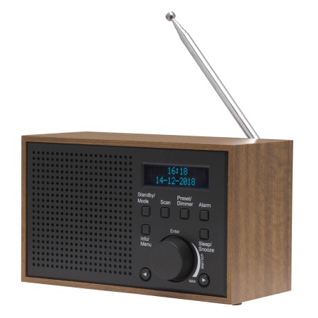 Radio FM DAB+ Klocka Alarm DAB-46DGR Trä/Grafitgrå