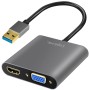 USB-A till HDMI-Hona + VGA-Hona Adapter