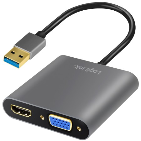USB-A till HDMI-Hona + VGA-Hona Adapter