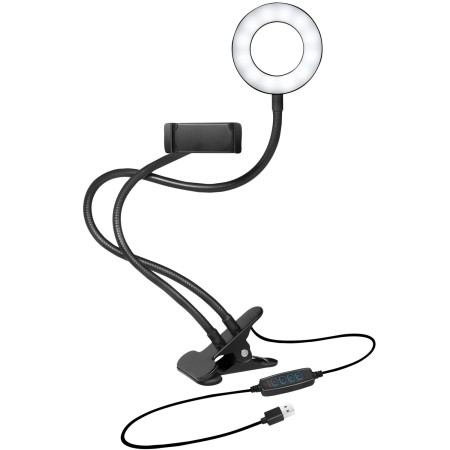 Ring light för smartphone Ø8,5 cm med klämma
