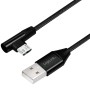USB-A till MicroUSB Kabel Vinklad Flätad 15W 1m Svartel23