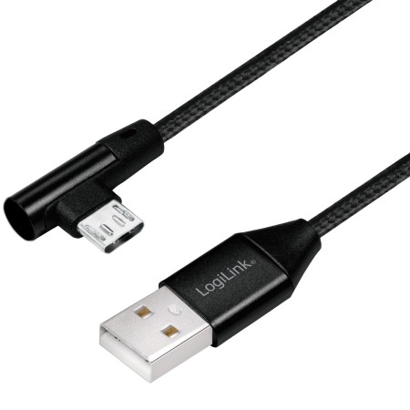 USB-A till MicroUSB Kabel Vinklad Flätad 15W 1m Svartel23