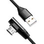 USB-A till MicroUSB Kabel Vinklad Flätad 15W 1m Svartel23
