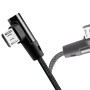 USB-A till MicroUSB Kabel Vinklad Flätad 15W 1m Svartel23