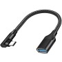 USB-C till USB-A OTG-kabel Vinkad 15W 0,15m Svart