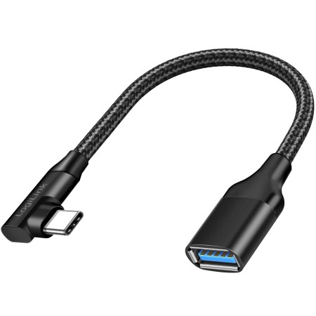 USB-C till USB-A OTG-kabel Vinkad 15W 0,15m Svart